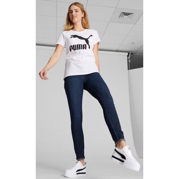 PUMA Mayze Leather Platform White Sneakers Retro Streetwear Size W7.5 - Picture 2 of 8